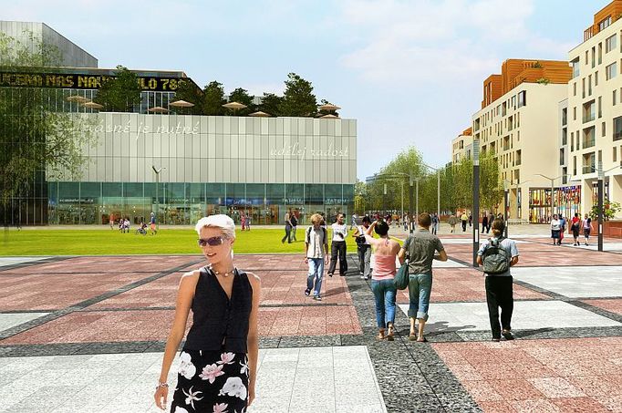 Budoucí promenáda, kde obří hromada ještě nedávno ležela. I přes ambicióznost projetku však podle primátora Kainara zůstane pravé centrum Ostravy na Masarykově náměstí