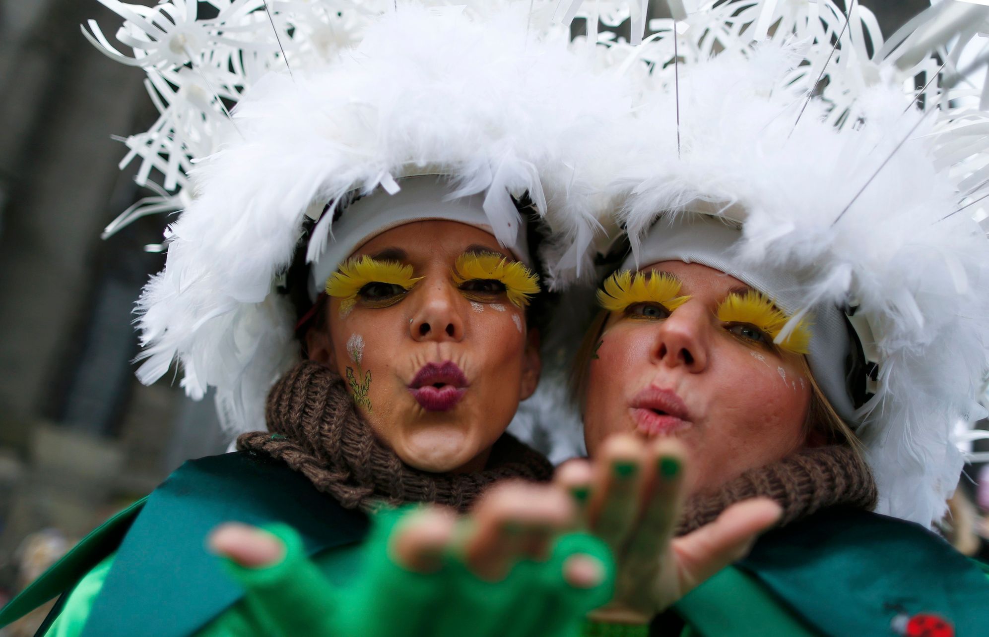 Women dressed in costumes celebrate during &quot;Weiberfastnacht&quot; (Women's Carnival)) in Cologne