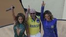 Singers Pitbull (C), Jennifer Lopez (L) and Claudia Leitte perform during the 2014 World Cup opening ceremony at the Corinthians arena in Sao Paulo June 12, 2014. REUTERS