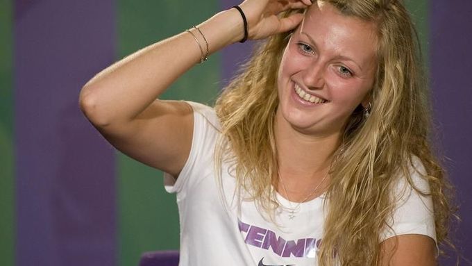 Petra Kvitová jako čerstvá vítězka Wimbledonu  při interview