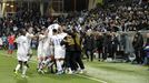 Soccer Football - Euro 2020 - Group J Qualification - Finland v Liechtenstein - Helsinki, Finland November 15, 2019. Finnish players celebrate a goal. Lehtikuva/Markku Ul