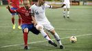 Soccer Football - Euro 2020 - Group J Qualification - Finland v Liechtenstein - Helsinki, Finland November 15, 2019. Juha Pirinen of Finland vies with Martin Buchel of Li