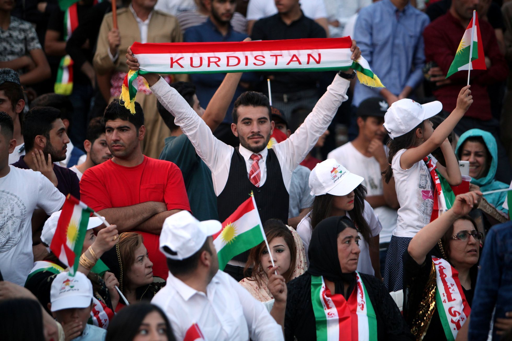 Protest za referendum o nezávislosti Kurdistánu.