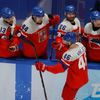 David Krejčí slaví proměněný nájezd v zápase Česko - Švýcarsko na ZOH 2022 v Pekingu