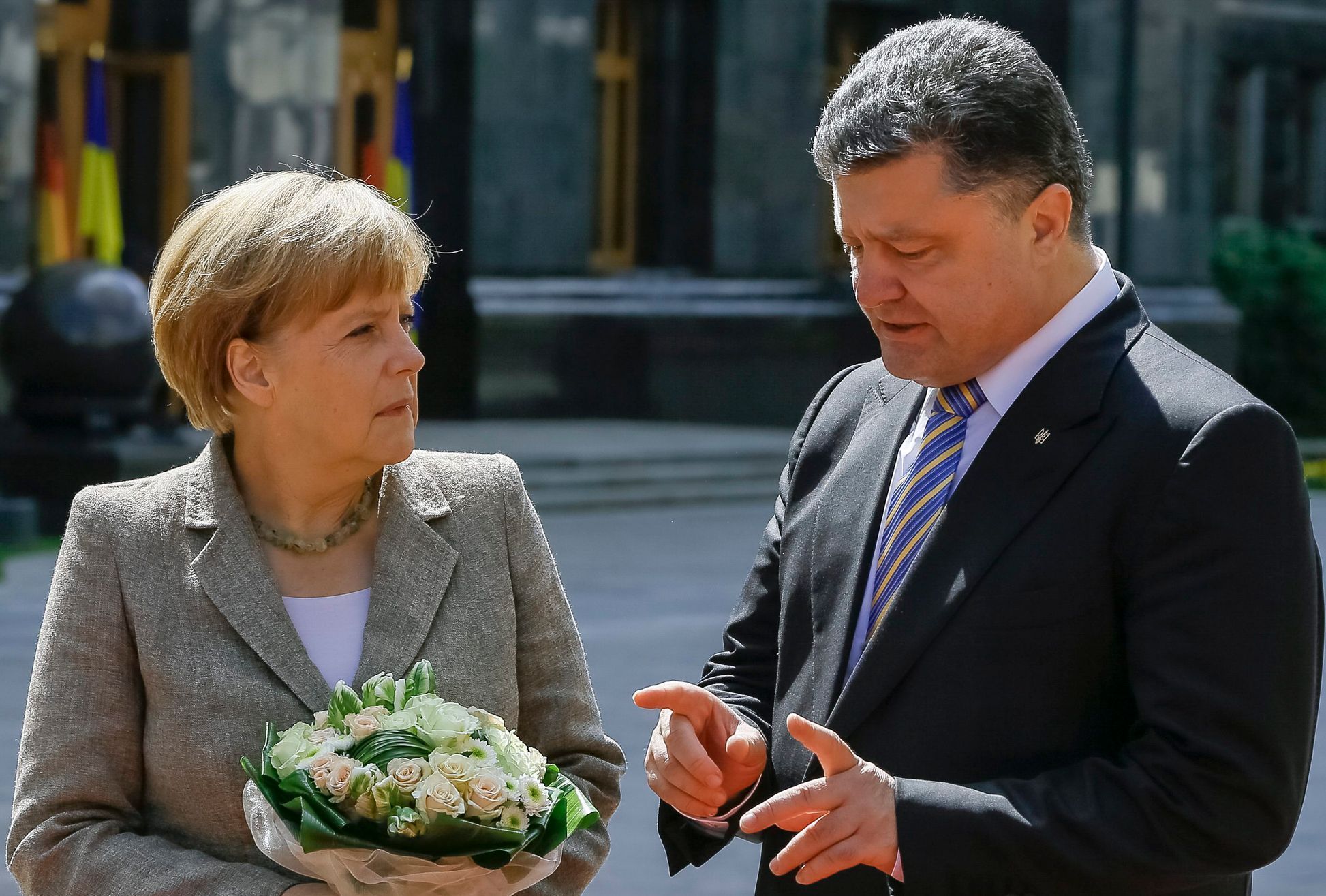 Angela Merkelová a Petro Porošenko v Kyjevě