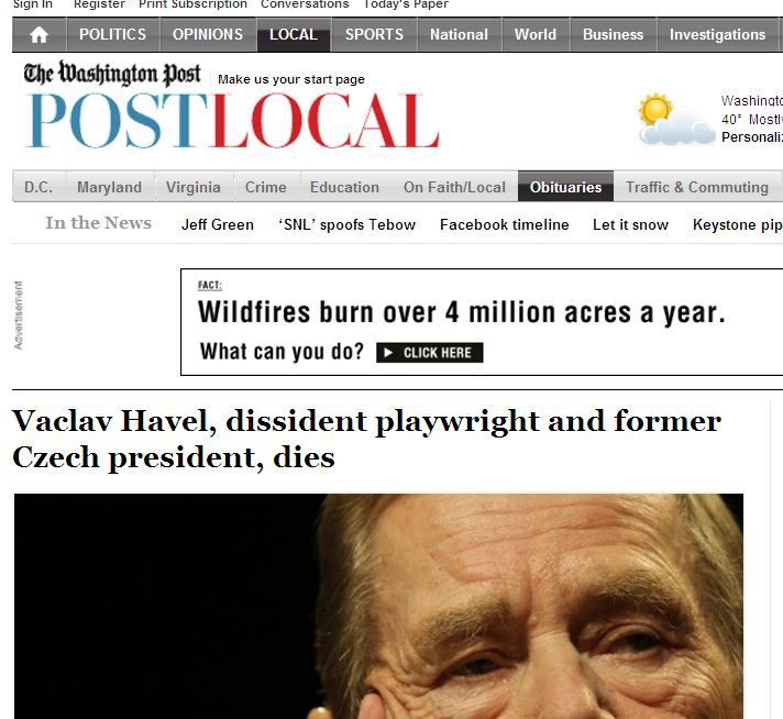 Václav Havel ve světových médiích