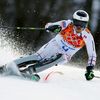 Bank of the Czech Republic competes in the slalom run of the men's alpine skiing super combined event at the 2014 Sochi Winter Olympics