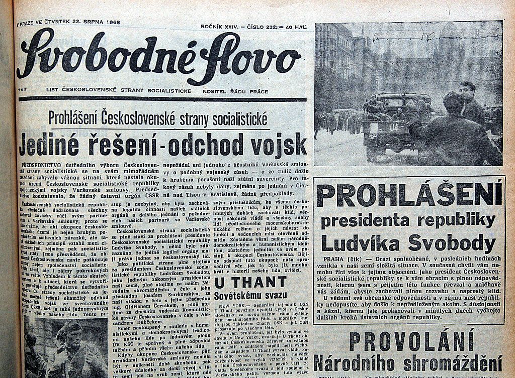 Noviny ze srpna 1968