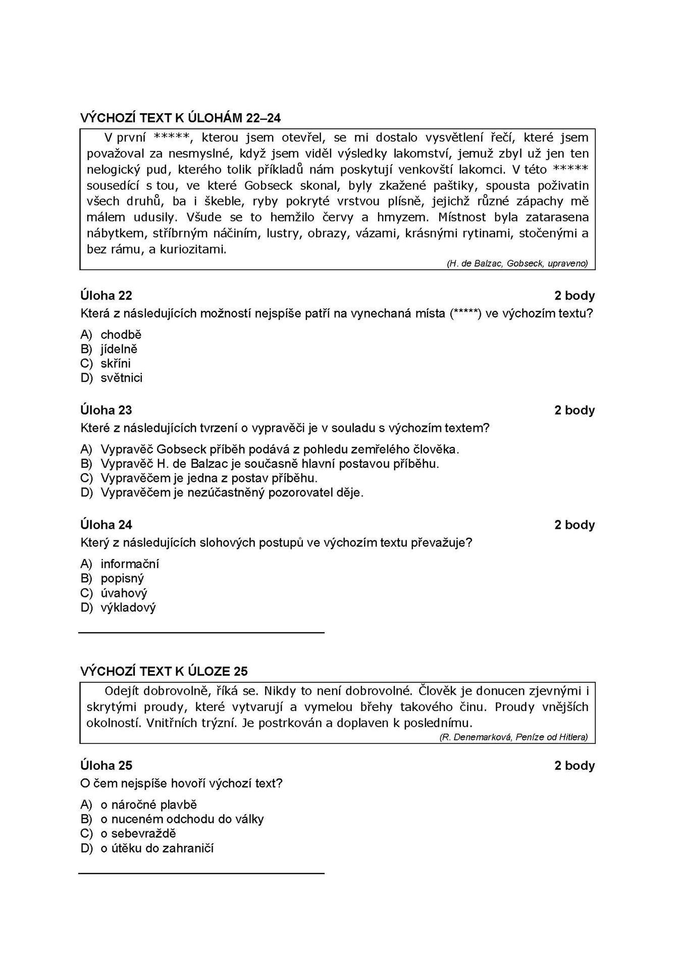 Státní maturita - základní obtížnost 12