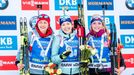 biatlon, SP 2018/2019, Pokljuka, vytrvalostní závod žen, bronzová Markéta Davidová (vpravo)