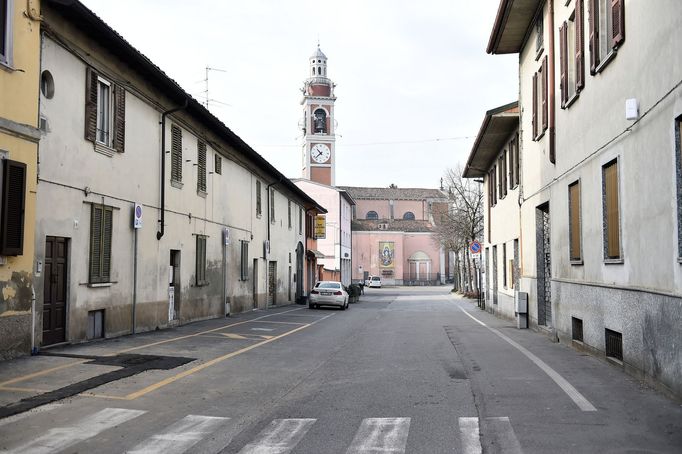 Prázdné ulice nejzasaženějšího Italského města koronavirem Codogno.