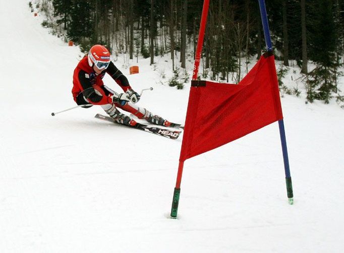 Na černé sjezdovce na Svatém Petru trénovala Šárka Záhrobská obří slalom.