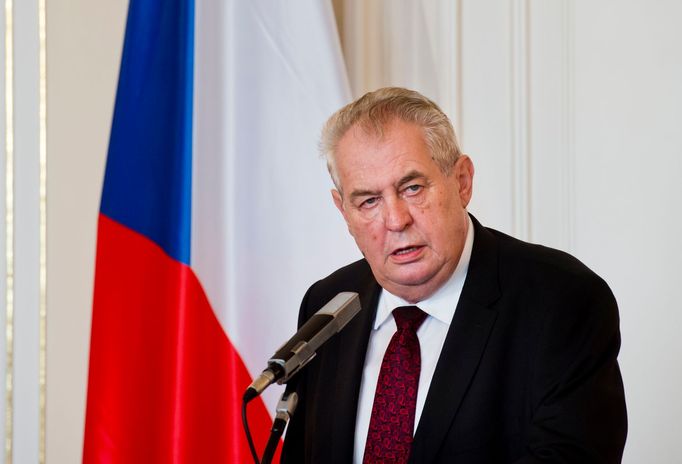 Miloš Zeman při tiskové konferenci na Pražském hradě.