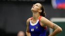 Fed Cup 2019: Karolína Plíšková v zápase se Simonou Halepovou