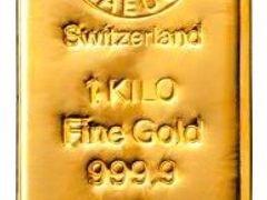 Zlatá cihla 1000 gramů - Argor Heraeus SA Švýcarsko, která stojí pod půl milionu.