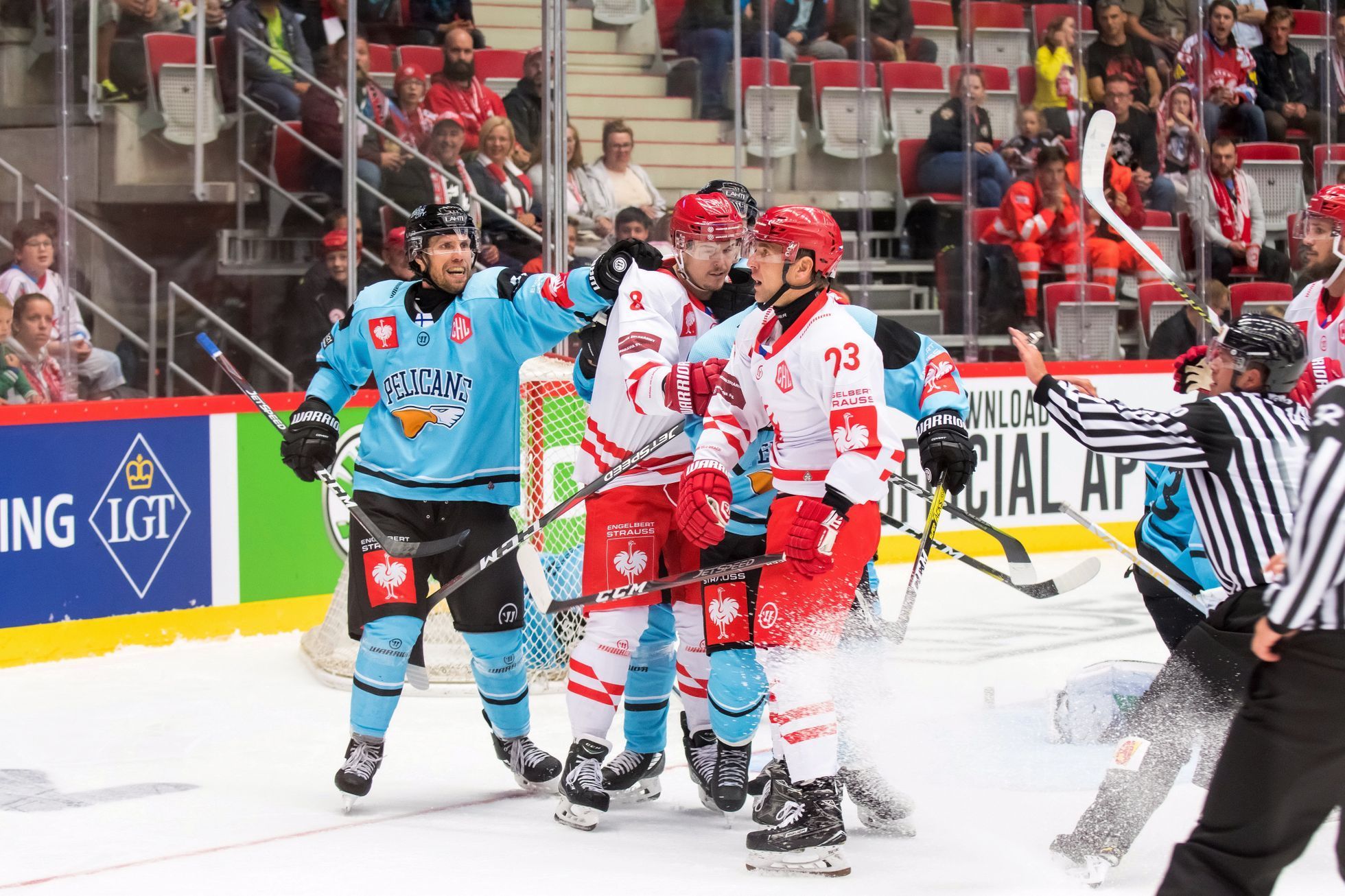 Hokejová Liga mistrů 2019/20, Třinec - Lahti: Aron Chmielewski (8) a Jiří Polanský (23)