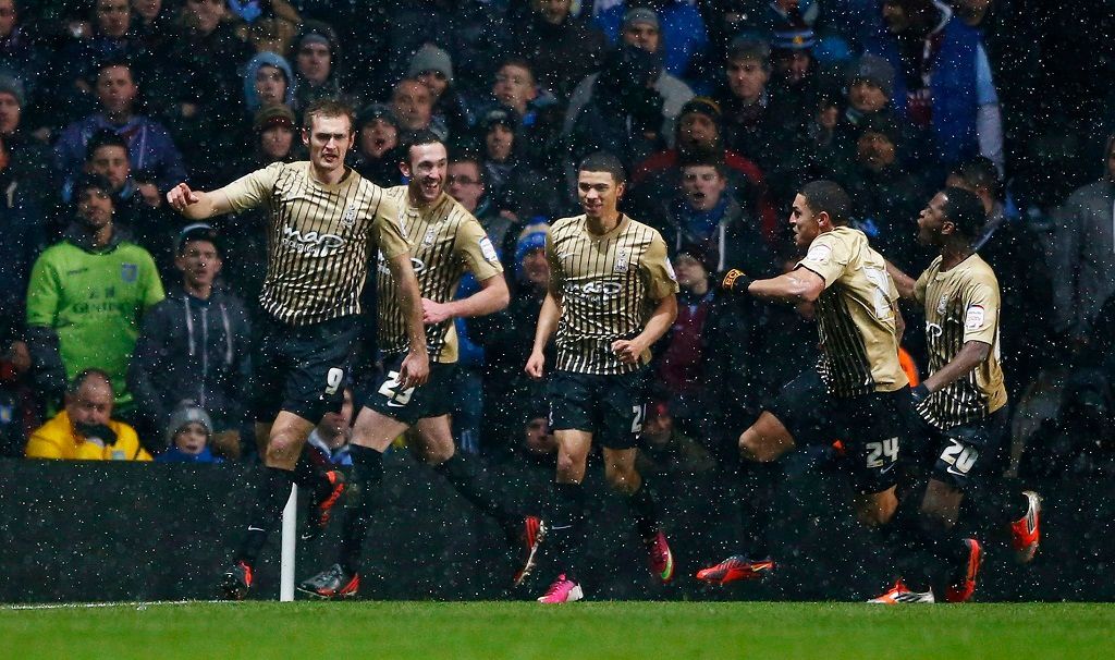 Radost fotbalistů Bradford City v utkání ligového poháru proti Aston Ville