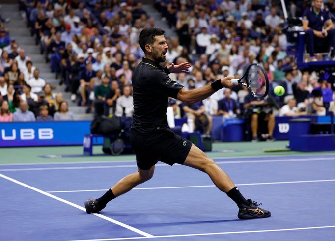 Novak Djokovič v utkání 3. kola US Open 2025