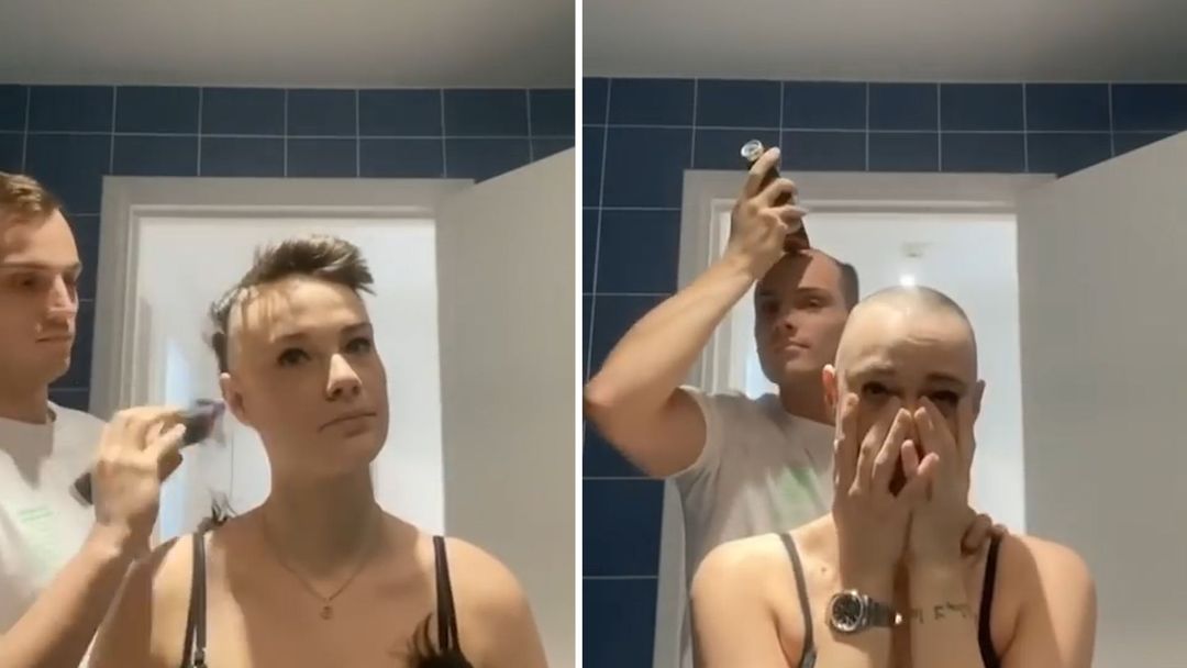 Kvůli nemoci přítelkyni oholil hlavu. Na zamení podpory se pak zbavil vlasů i on sám