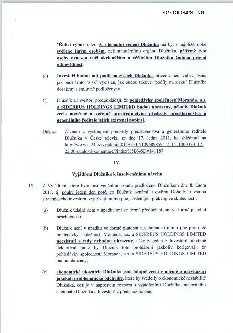 Komárek žádá, aby Sazka dostala předběžného správce