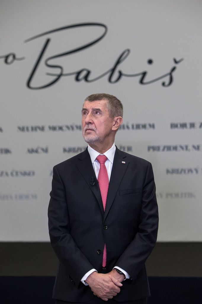 Prezidentský kandidát Andrej Babiš během svého vystoupení v pražském volebním štábu. 14. 1. 2023