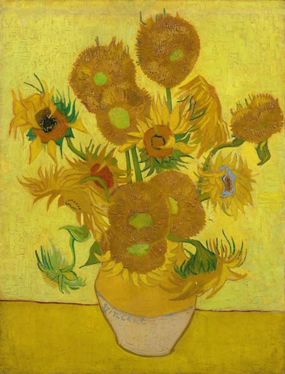 Detail obrazu Slunečnice, který se nachází ve Van Goghově muzeu v Amsterdamu.