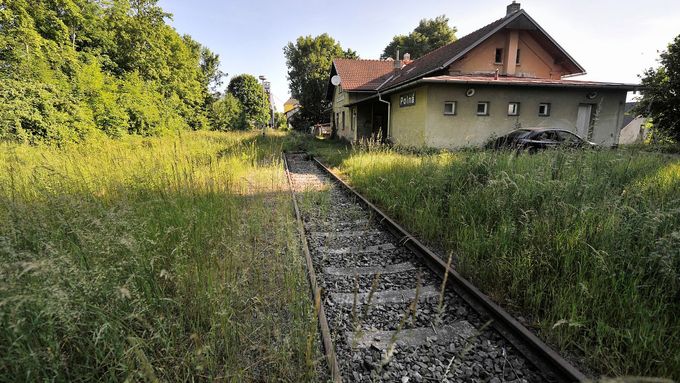 Konečná stanice dlouhodobě nevyužívané železniční tratě Dobronín - Polná v Polné na Jihlavsku