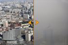 Srovnávací snímky: Tak vypadá Peking pod pokličkou smogu