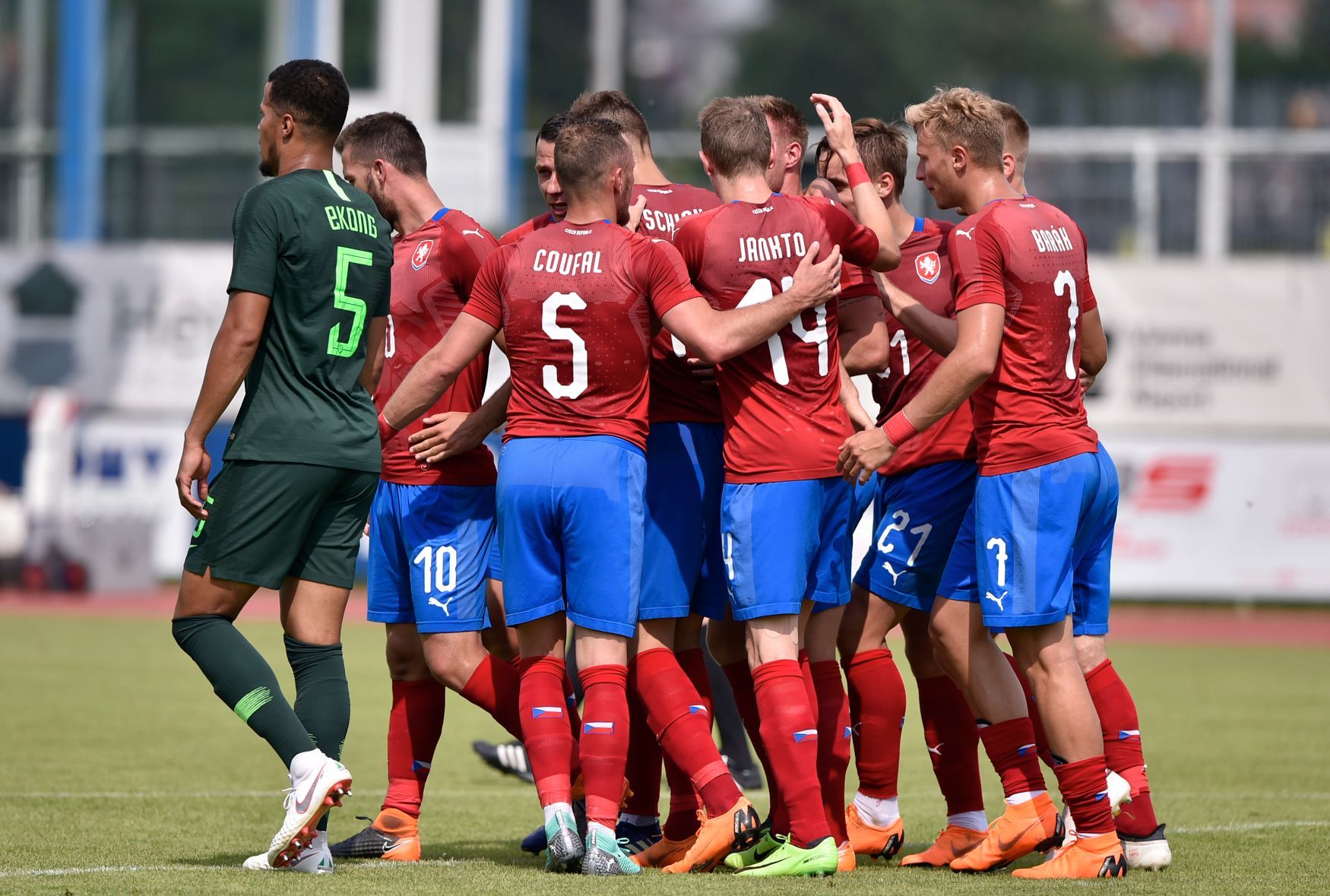Čeští fotbalisté v přípravném duelu s Nigérií (2018)