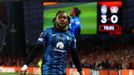 Ademola Lookman slaví gól ve finále EL Atalanta Bergamo - Bayer Leverkusen.