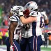 Sony Michel (26) z New England Patriots slaví touchdown v Super Bowlu LIII