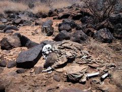 Ostatky vojáka, který zahynul v minovém poli ve válce mezi Etiopií a Eritreou v letech 1998 až 2000.