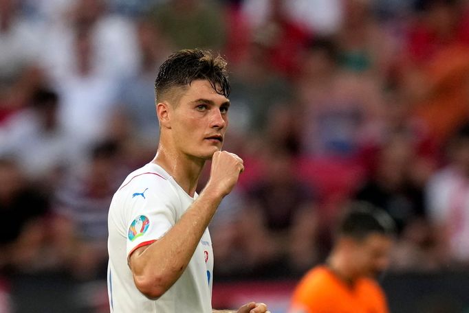 Patrik Schick v utkání s Nizozemskem