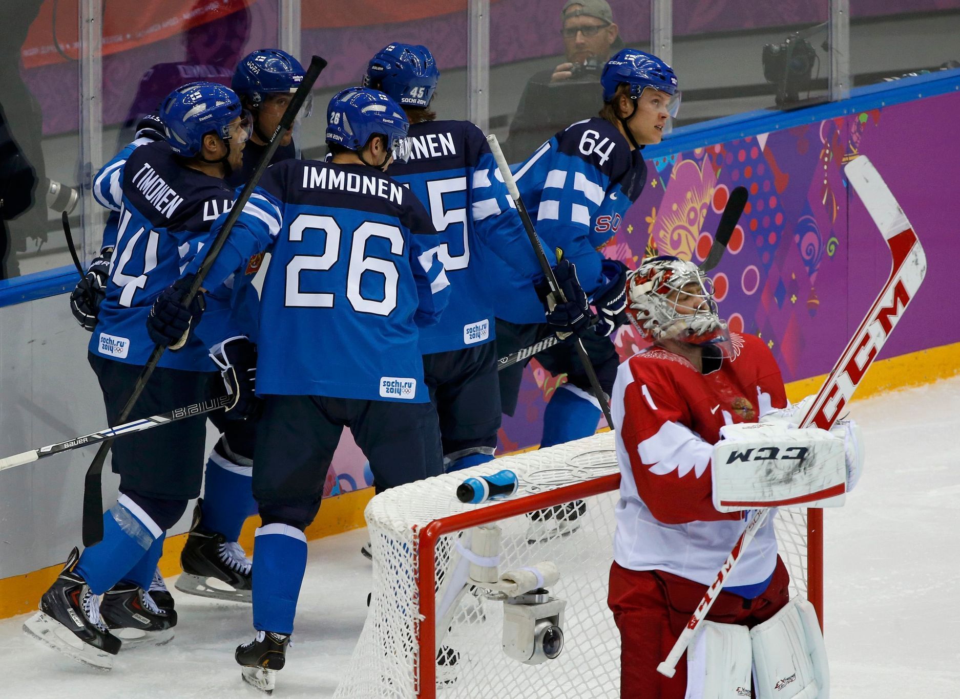 Rusko - Finsko: Mikael Granlund (64) slaví gól na 3:1