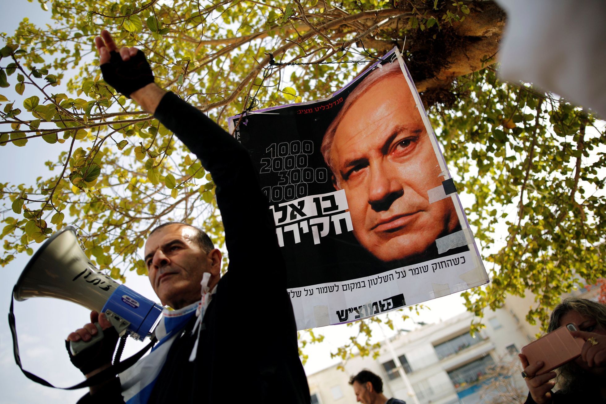 Protest v Tel Avivu za odvolání Benjamina Netanjahua.