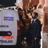 The coffin holding the body of soccer legend Diego Maradona arrives at the Casa Rosada presidential palace, in Buenos Aires
