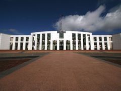 moderní budova parlamentu v Canbeře, Austrálie