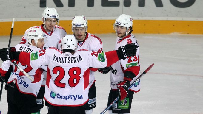 Radost hokejistů Čeljabinsku