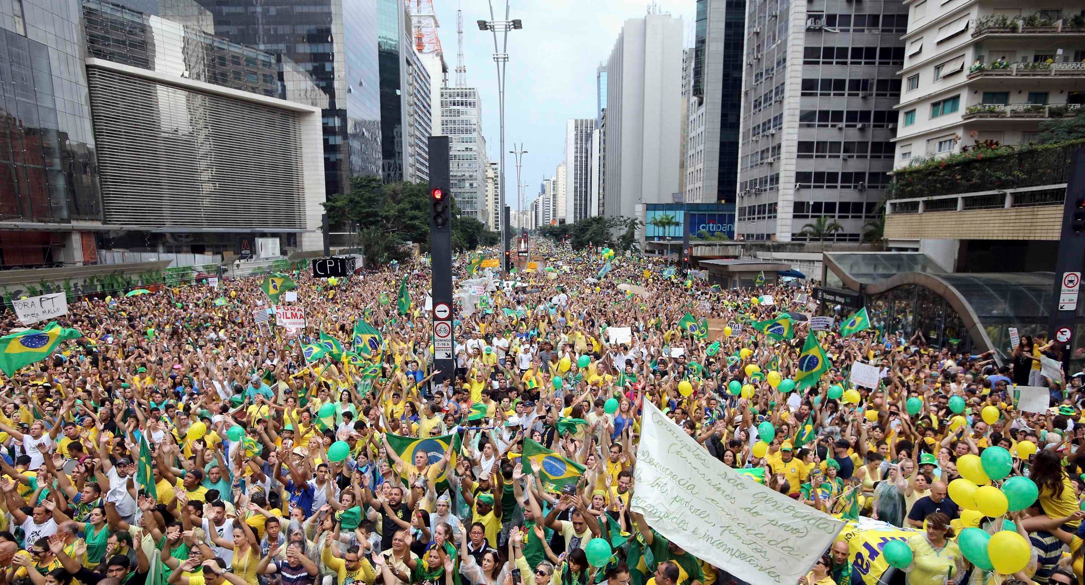 Demonstrace v Sao Paulu.