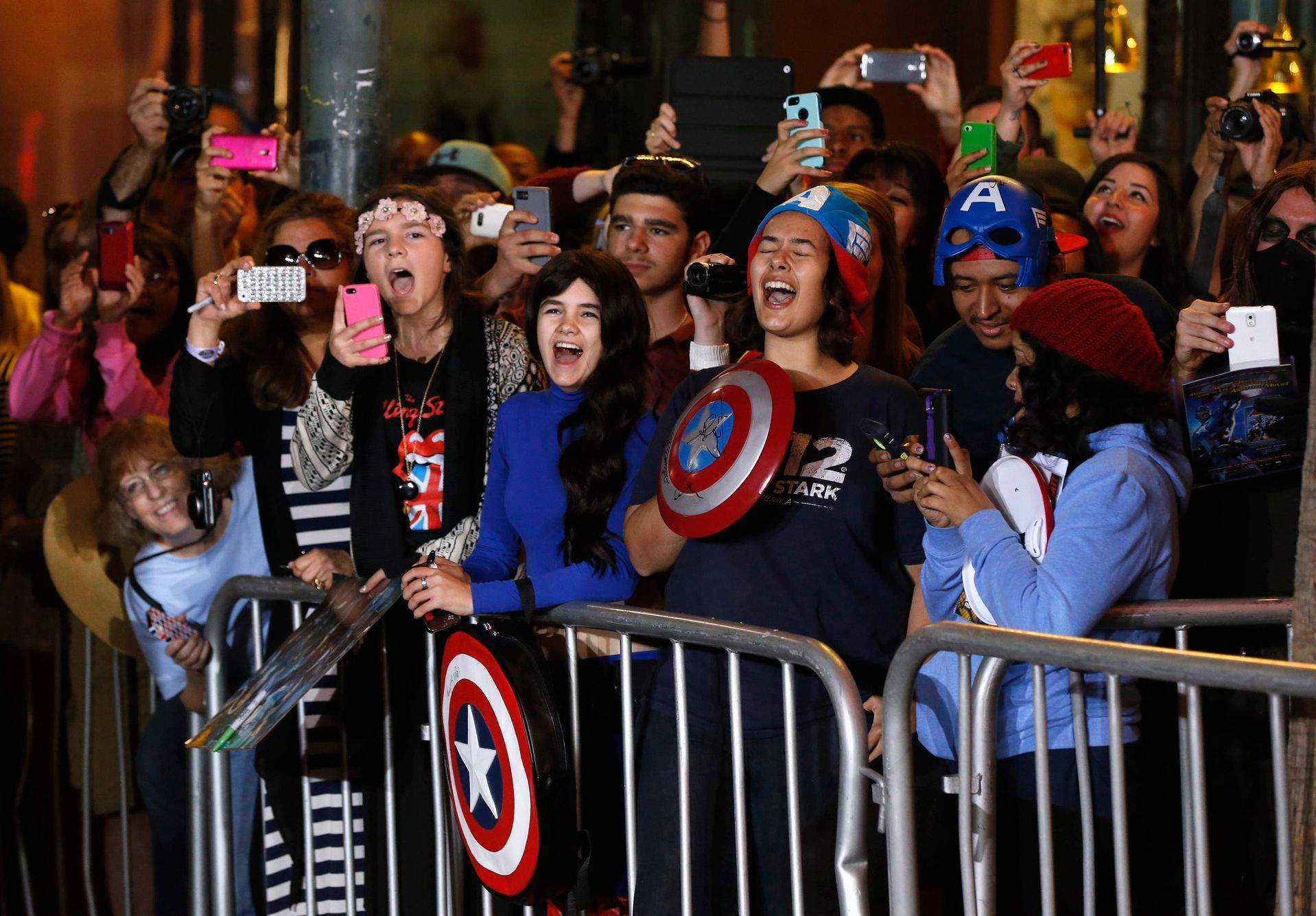 Fans cheer at the premiere of &quot;Captain America: The Winter Soldier&quot; in Hollywood