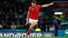 Dan Biggar of Wales kicks a penalty