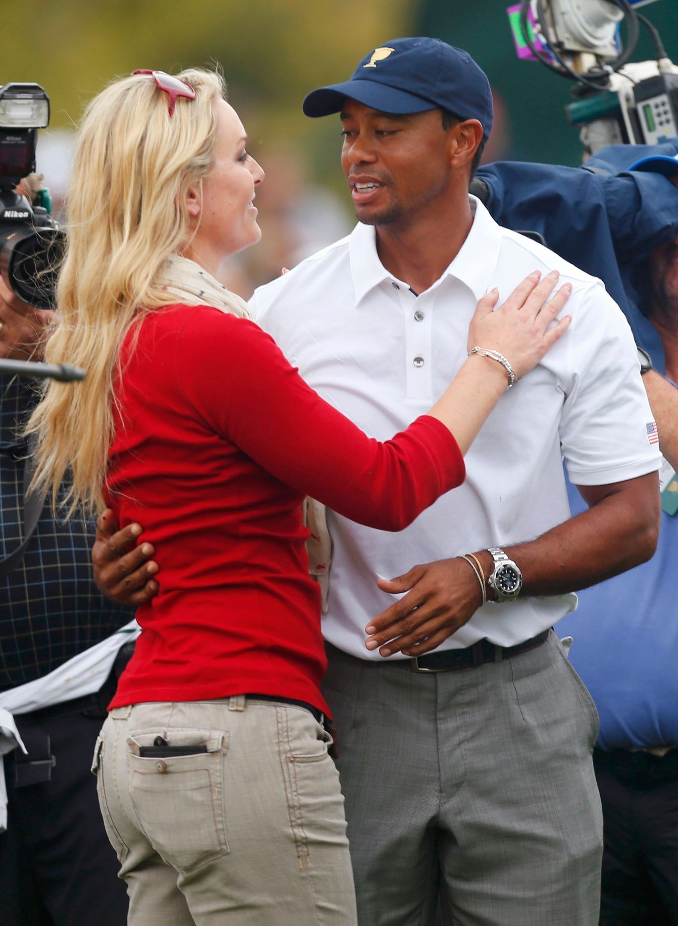 Lindsey Vonnová a Tiger Woods na prezidentském turnaji v USA