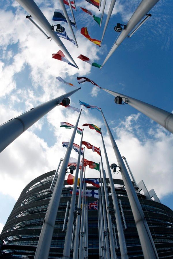 Členské země Evropské unie zastoupeny národními vlajkami