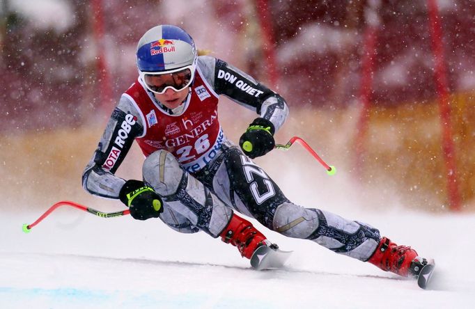 Ester Ledecká ve vítězném sjezdu Světícího poháru v Lake Louise