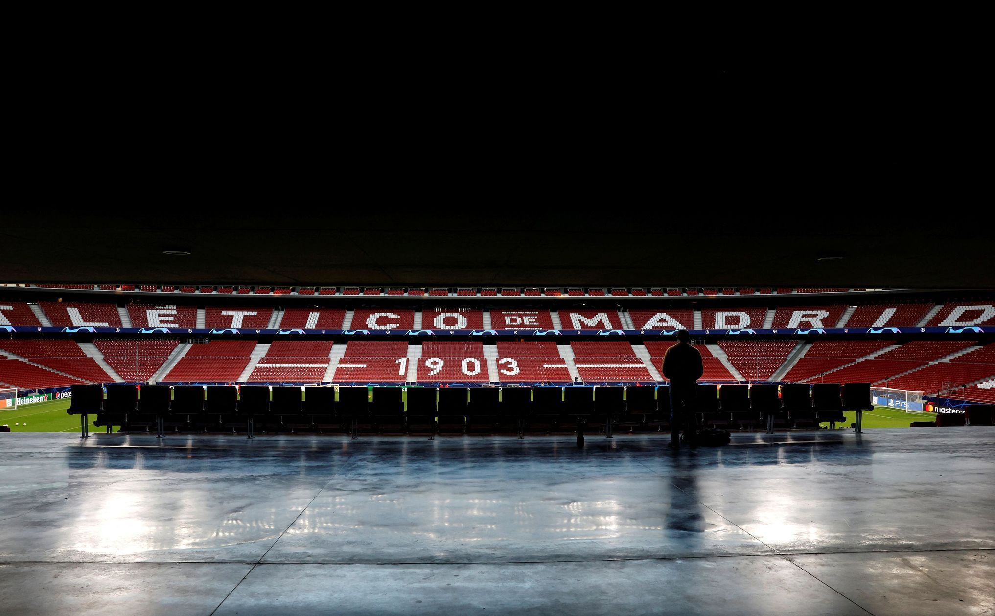 Tribuna na stadionu Atlética Madrid