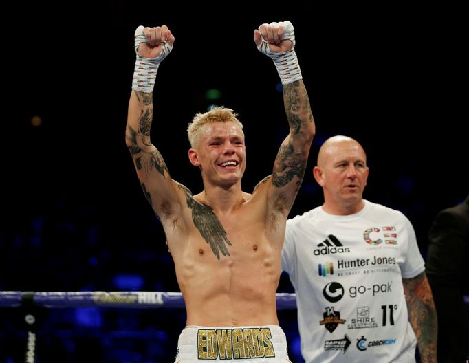 Boxing - Charlie Edwards v Cesar Martinez Aguilar - WBC World Flyweight Title - O2 Arena, London, Britain - August 31, 2019   Charlie Edwards reacts after his loss agains