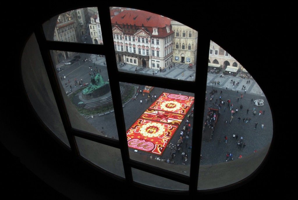 Koberec z begónií na Staroměstském náměstí