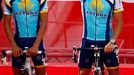 Jezdci stáje Astana Lance Armstrong a Alberto Contador při slavnostním představování