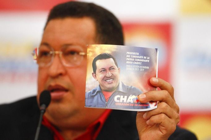 Hugo Chávez během čtyřhodinové tiskové konference.