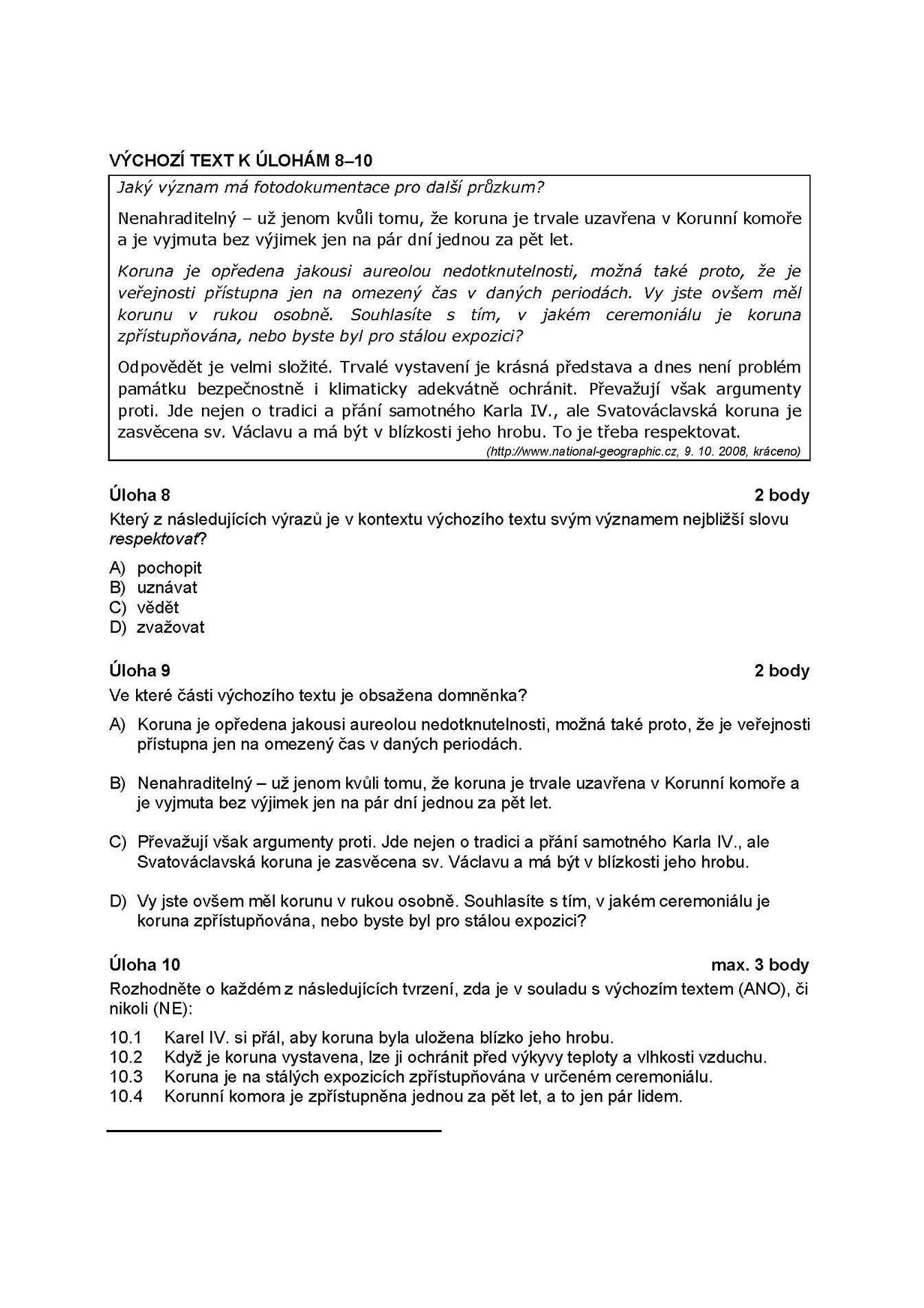 Státní maturita - základní obtížnost 4
